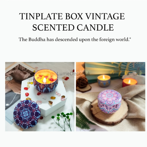 Scented Candle in Artistic Metal Jar – Medium Size Aromatherapy Candle for Home Décor & Relaxation | LumeDecor