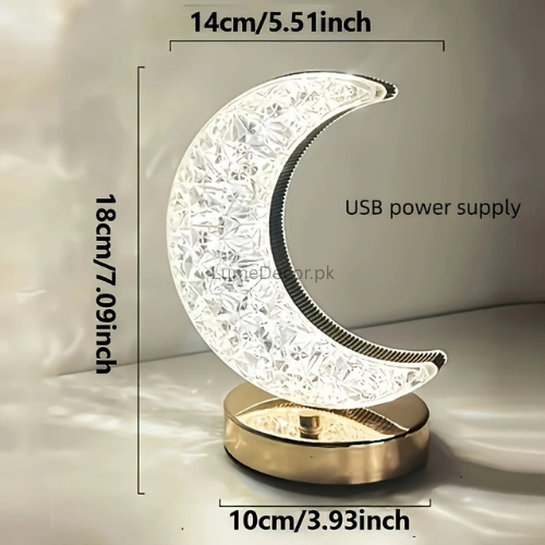 Acrylic Moon LED Touch Table Lamp with Battery & Touch Control | Lume Decor