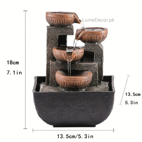 Resin Tabletop Waterfall Fountain – Indoor Decorative Water Feature for Home Relaxation | LumeDecor