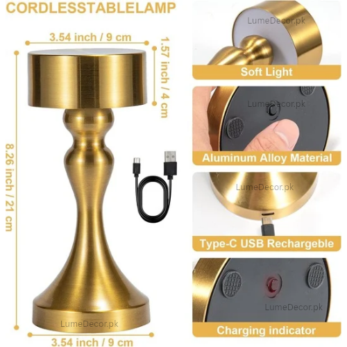 Oriental Dumbbell Shape LED Touch Lamp with Rechargeable Battery | Lume Decor