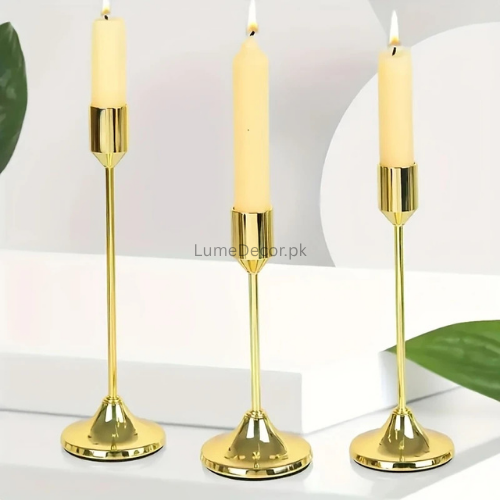 Set of 3 Taper Candle Holders – Minimalist Metal Candlestick Stands for Tables | LumeDecor