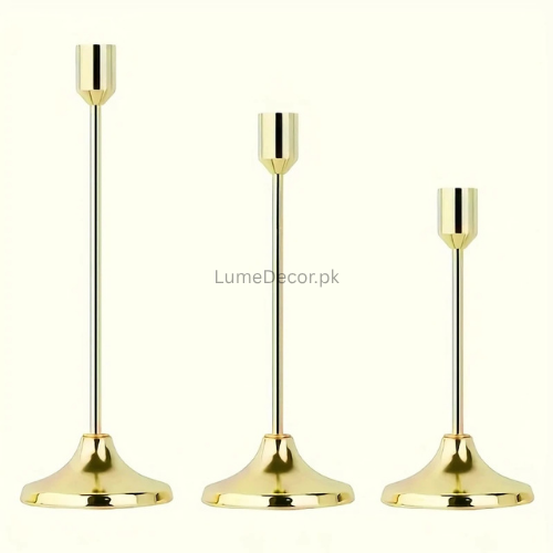 Set of 3 Taper Candle Holders – Minimalist Metal Candlestick Stands for Tables | LumeDecor