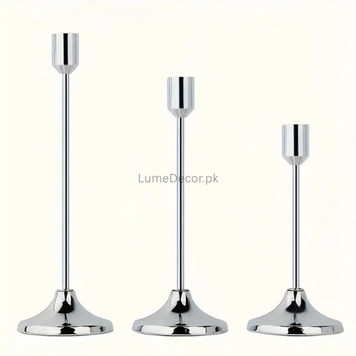 Set of 3 Taper Candle Holders – Minimalist Metal Candlestick Stands for Tables | LumeDecor