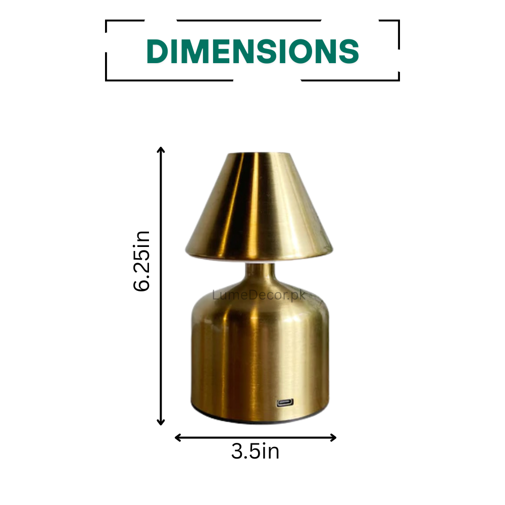Mini Truncated Cone Soft Touch Metal LED Lamp with Rechargeable Battery | LumeDecor