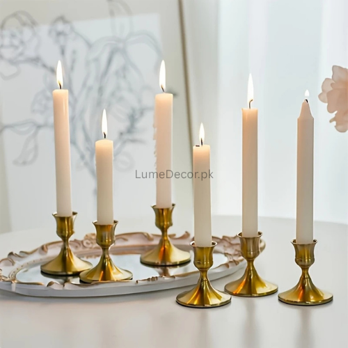 Set of 3 Vintage Metal & Aluminum Candle Holders | LumeDecor