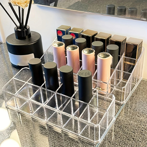 Acrylic Lipstick Organizer – Compact Transparent Makeup Holder for Lip Products | LumeDecor