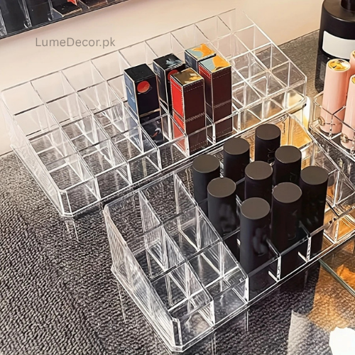 Acrylic Lipstick Organizer – Compact Transparent Makeup Holder for Lip Products | LumeDecor