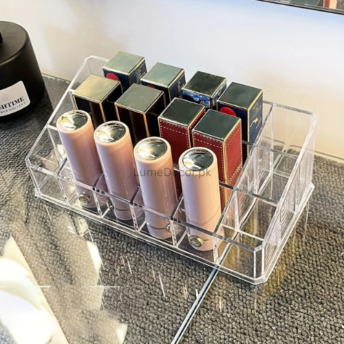 Acrylic Lipstick Organizer – Compact Transparent Makeup Holder for Lip Products | LumeDecor