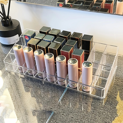 Acrylic Lipstick Organizer – Compact Transparent Makeup Holder for Lip Products | LumeDecor