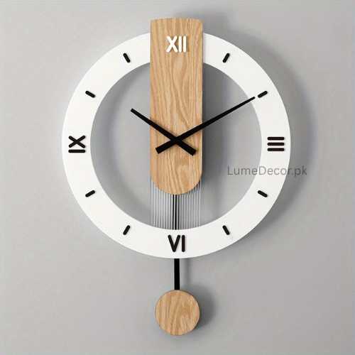 Wooden Acrylic Pendulum Wall Clock | LumeDecor