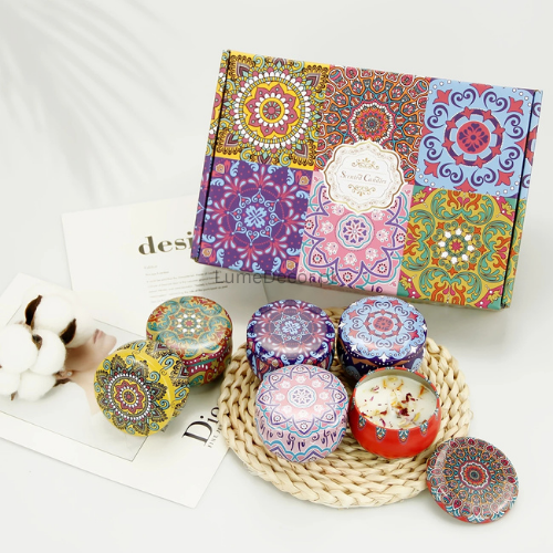 Scented Candle in Artistic Metal Jar – Medium Size Aromatherapy Candle for Home Décor & Relaxation | LumeDecor