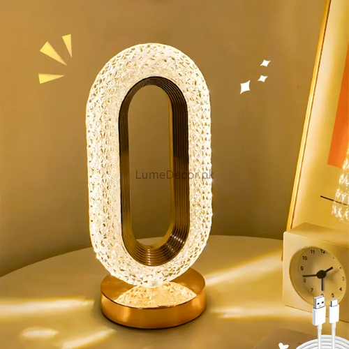 Oval Crystal LED Rechargeable Table Lamp with Touch Sensor | LumeDecor