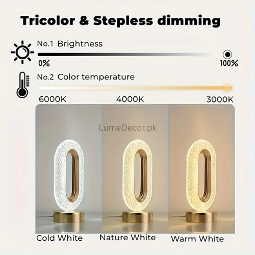 Oval Crystal LED Rechargeable Table Lamp with Touch Sensor | LumeDecor