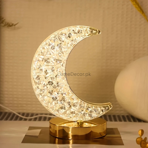 Acrylic Moon LED Touch Table Lamp with Rechargeable Battery & Touch Control | LumeDecor