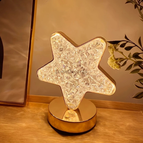 Acrylic Star LED Touch Table Lamp with Rechargeable Battery & Touch Control | LumeDecor