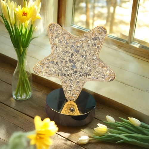 Acrylic Star LED Touch Table Lamp with Rechargeable Battery & Touch Control | LumeDecor