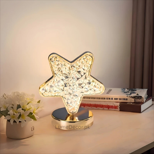 Acrylic Star LED Touch Table Lamp with Rechargeable Battery & Touch Control | LumeDecor