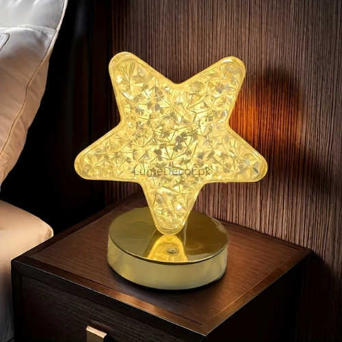 Acrylic Star LED Touch Table Lamp with Rechargeable Battery & Touch Control | LumeDecor