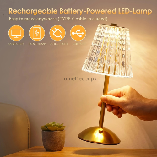 Modern Touch-Control LED Table Lamp with Gold Base | LumeDecor