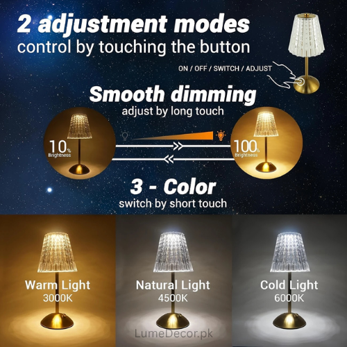 Modern Touch-Control LED Table Lamp with Gold Base | LumeDecor