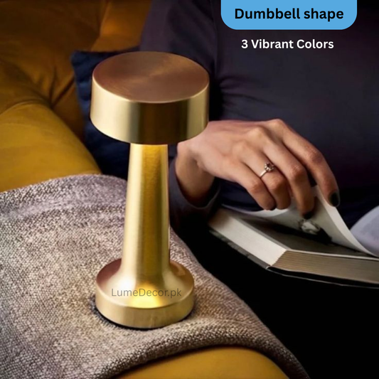 Luxury Retro-Inspired Dumbbell Shape LED Table Lamp with Touch Control & Rechargeable Battery | LumeDecor