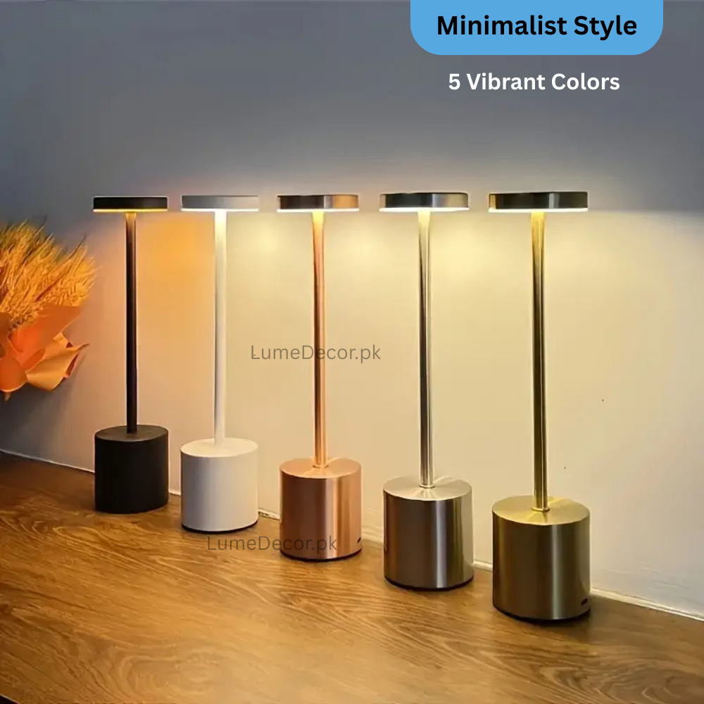 Modern Minimalist Metal LED Touch Lamp with Rechargeable Battery | LumeDecor