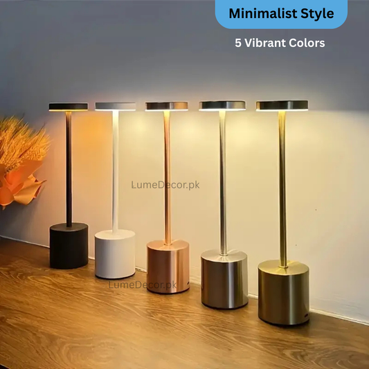 Modern Minimalist Metal LED Touch Lamp with Rechargeable Battery | LumeDecor