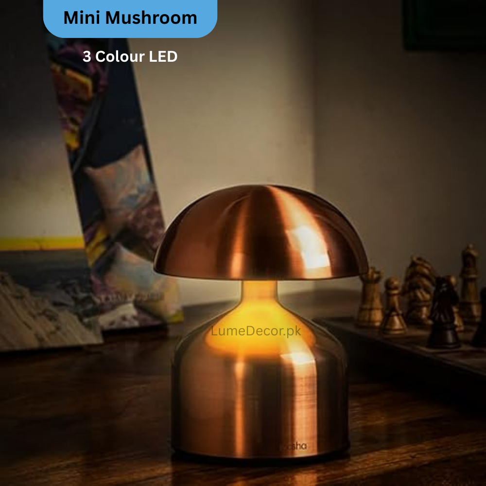 Mini Mushroom Shape LED Desk Lamp with Touch Sensor and Rechargeable Battery | LumeDecor