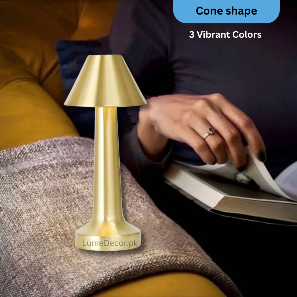 Truncated Cone Shape LED Touch Table Lamp with Rechargeable Battery