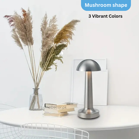 Retro Mushroom Shape Metal LED Table Lamp with Touch Sensor & Rechargeable Battery | LumeDecor