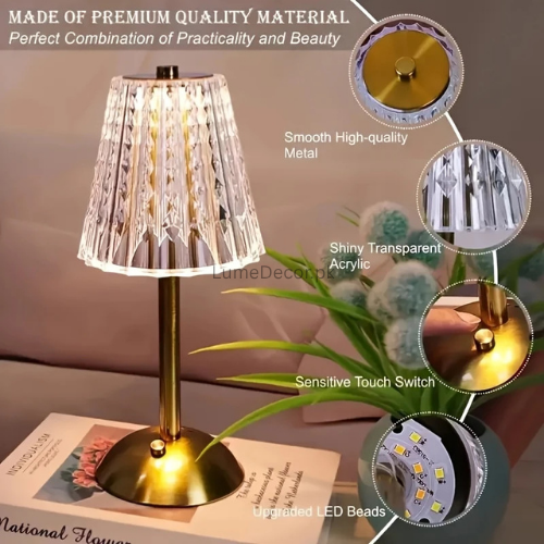 Modern Touch-Control LED Table Lamp with Gold Base | LumeDecor