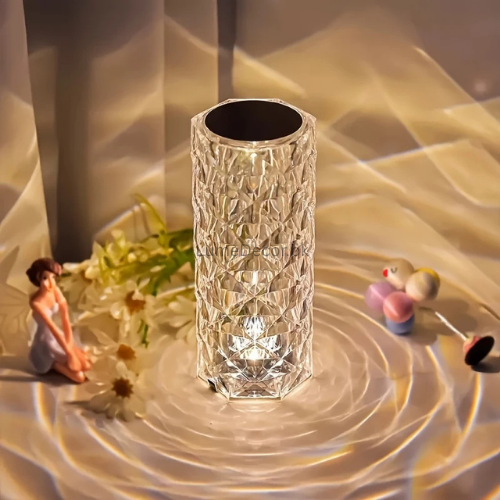 Rose Crystal LED Table Lamp with Soothing Ambient Glow and Touch Sensor | LumeDecor