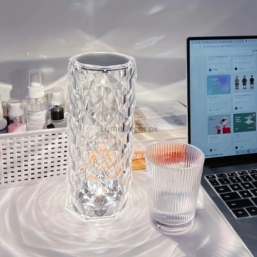 Rose Crystal LED Table Lamp with Soothing Ambient Glow and Touch Sensor | LumeDecor