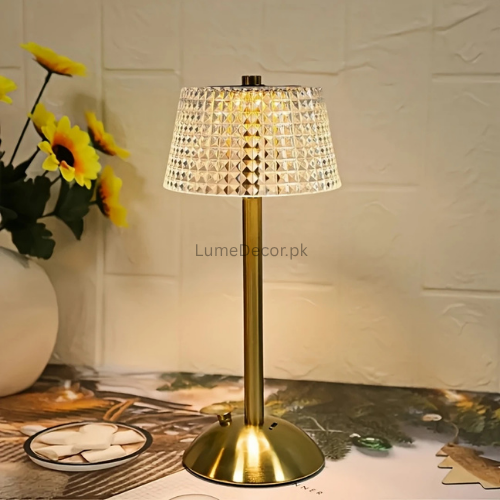 Elegant Touch LED Crystal Table Lamp with Rechargeable Battery | LumeDecor
