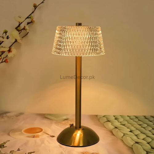 Elegant Touch LED Crystal Table Lamp with Rechargeable Battery | LumeDecor