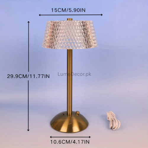 Elegant Touch LED Crystal Table Lamp with Rechargeable Battery | LumeDecor