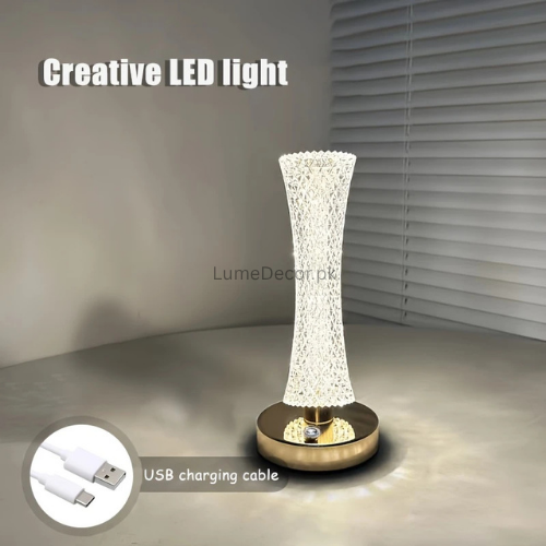 Modern LED Crystal Table Lamp with Rechargeable Battery | LumeDecor