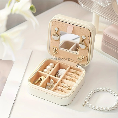 Portable PU Mini Zipper Jewelry Box  | Lume Decor