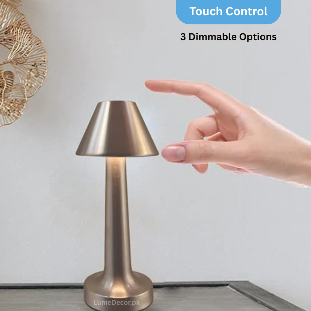 Truncated Cone Shape LED Touch Table Lamp with Rechargeable Battery