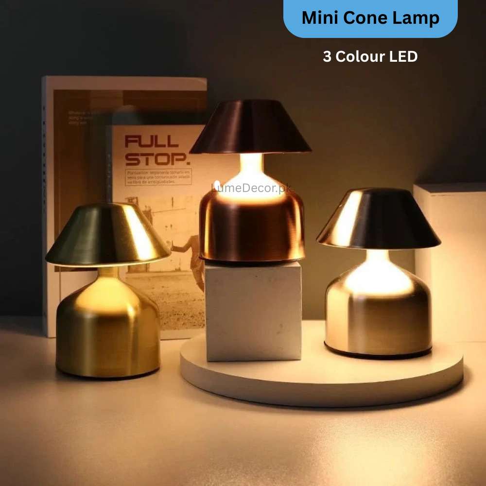 Mini Truncated Cone Soft Touch Metal LED Lamp with Rechargeable Battery | LumeDecor