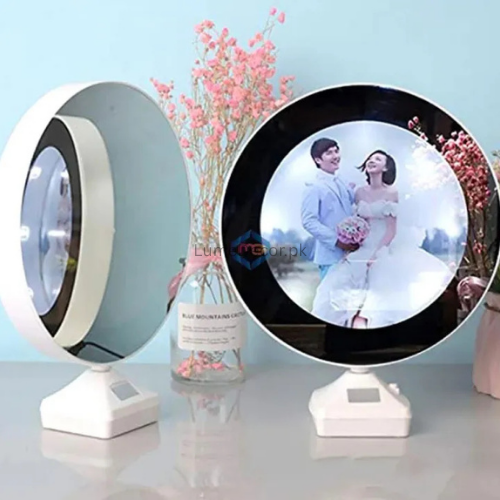 Magic Round LED Photo Frame with Mirror Effect | LumeDecor