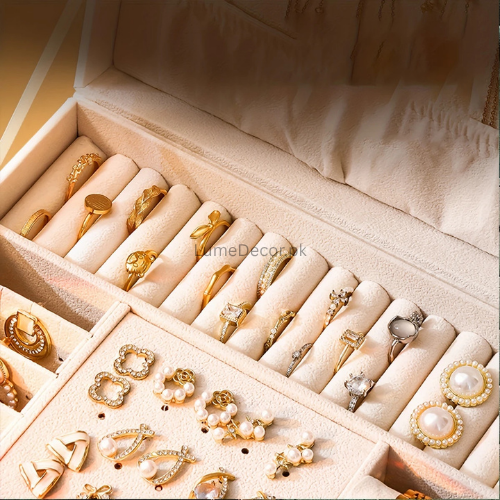 3-Layer Leather Jewelry Box – Elegant Storage Case with Sections | LumeDecor