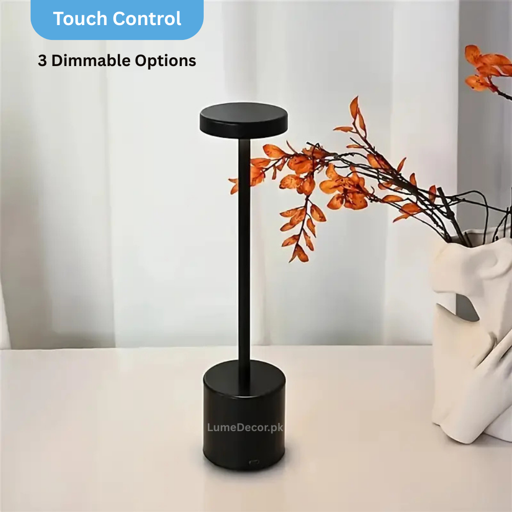 Modern Minimalist Metal LED Touch Lamp with Rechargeable Battery | LumeDecor