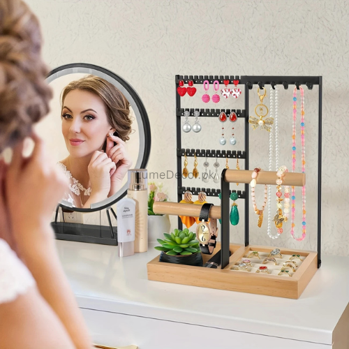 4-Tier Earring & Jewelry Stand -  Vertical Display Organizer for Studs, Hoops & Accessories | LumeDecor