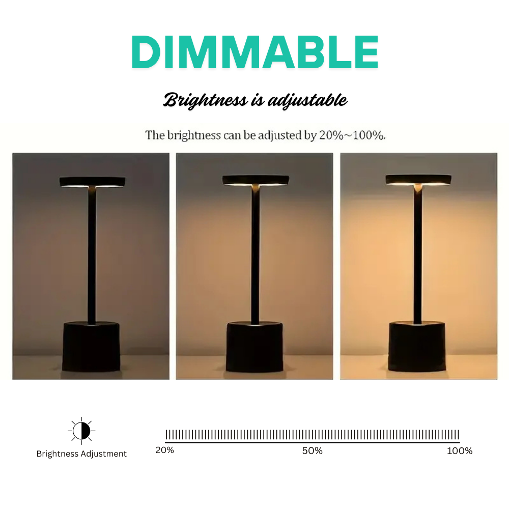 Modern Minimalist Metal LED Touch Lamp with Rechargeable Battery | LumeDecor
