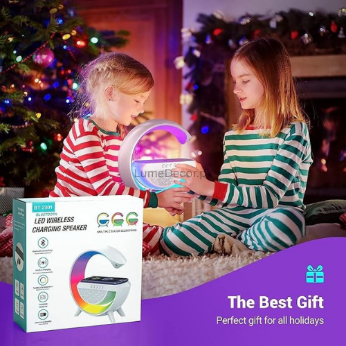 BT-2301 LED Lamp with Bluetooth Speaker and Wireless Charging – 3-in-1 Smart Light | LumeDecor