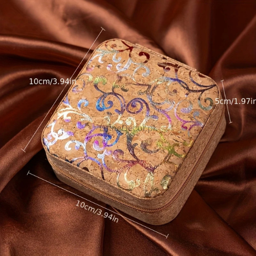 Floral Mini Zipper Jewelry Box – Soft Travel Organizer with Delicate Embossed Texture for Earrings, Rings & Chains | LumeDecor