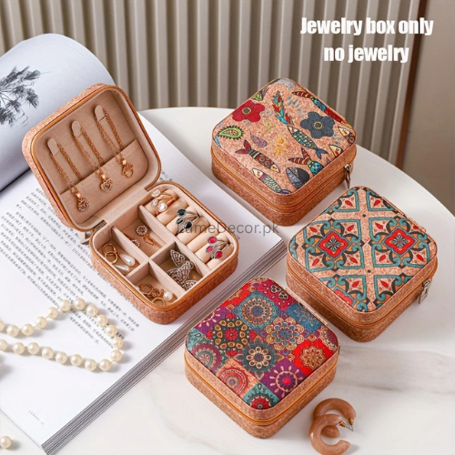 Floral Mini Zipper Jewelry Box – Soft Travel Organizer with Delicate Embossed Texture for Earrings, Rings & Chains | LumeDecor