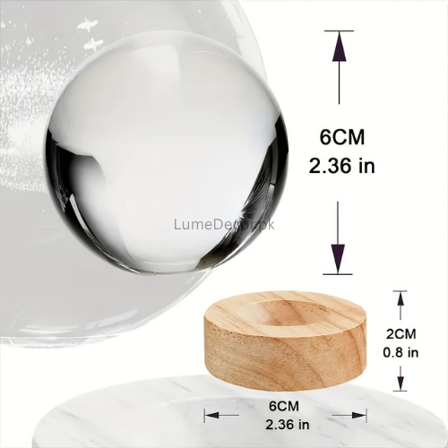 3D Crystal Galaxy Ball LED Night Lamp with Wooden Base (8cm) | LumeDecor