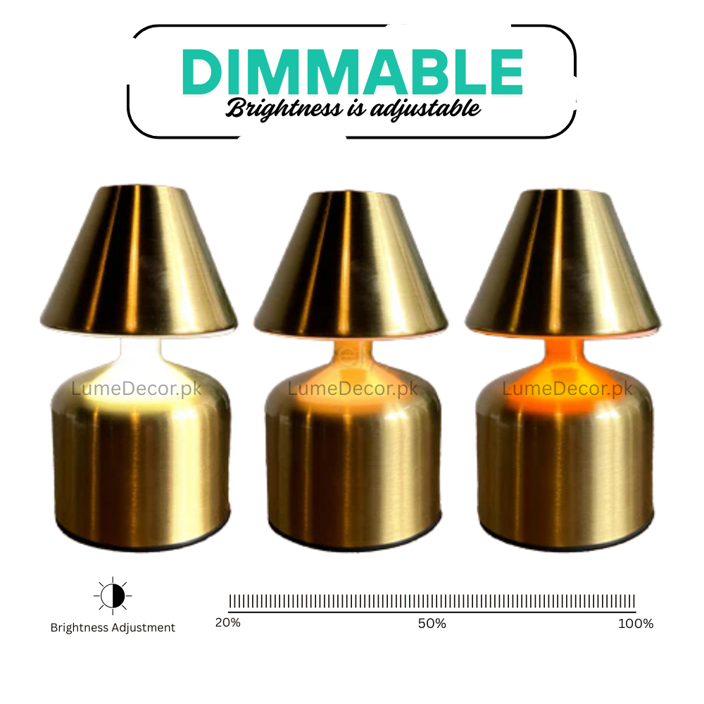 Mini Truncated Cone Soft Touch Metal LED Lamp with Rechargeable Battery | LumeDecor